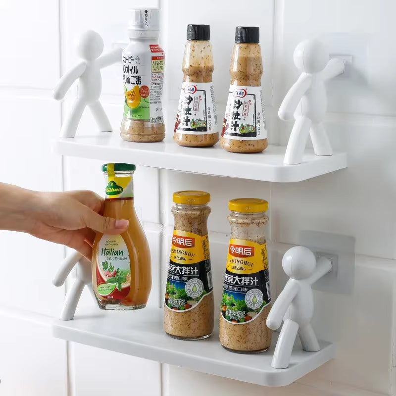 Wall-Mounted Bathroom Shelf Partition Storage Rack for Cosmetic Kitchen Organizer Plastic Shelf Household Bathroom Accessories