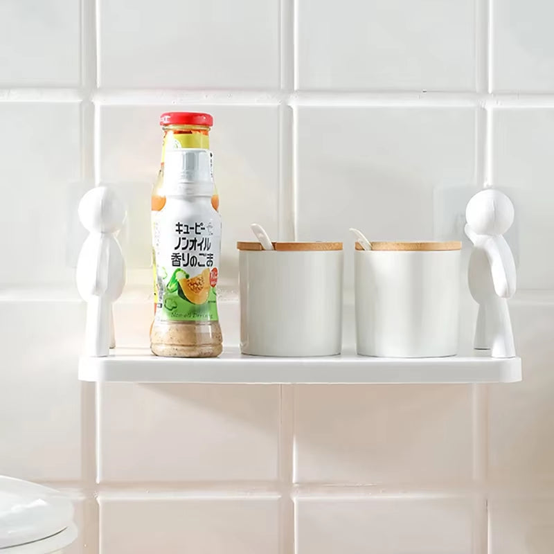 Wall-Mounted Bathroom Shelf Partition Storage Rack for Cosmetic Kitchen Organizer Plastic Shelf Household Bathroom Accessories