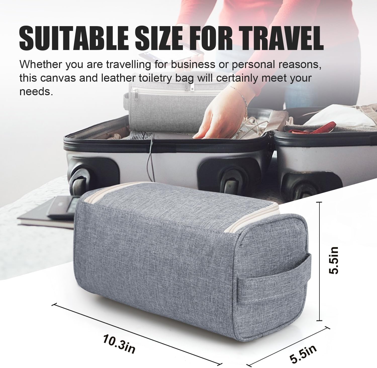Travel Toiletry Bag for Men and Women, Travel Bag for Toiletries, Dopp Kit for Men, Travel Bathroom Bag, Mens Travel Bag Hanging Toiletry Organizer Toiletry Kit for Traveling (Gray)